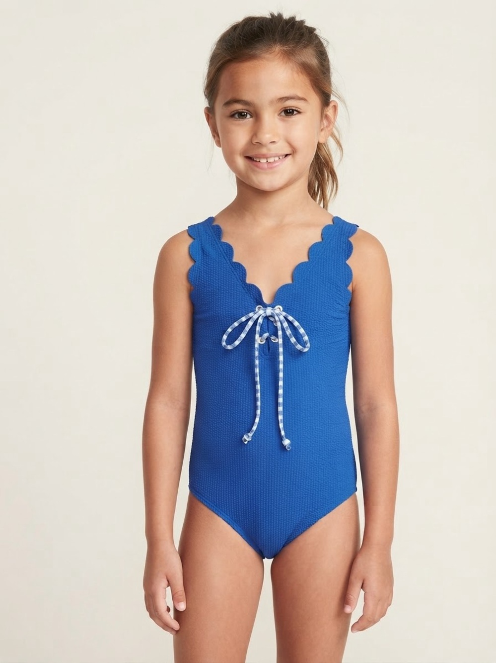 Marysia Sz 12 Blue Scallop Details One Piece Girl Swimsuit